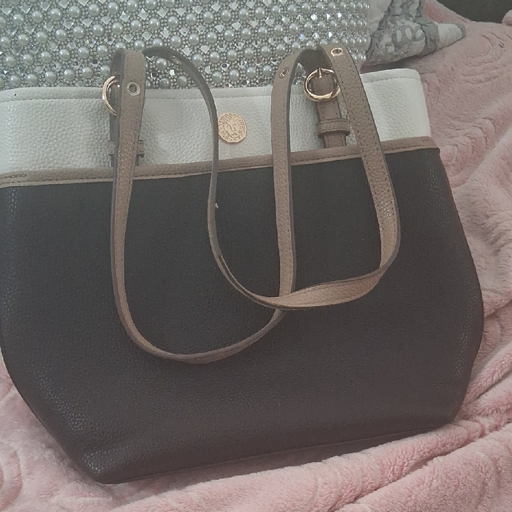 Two-Tone Black and White Tote Bag by